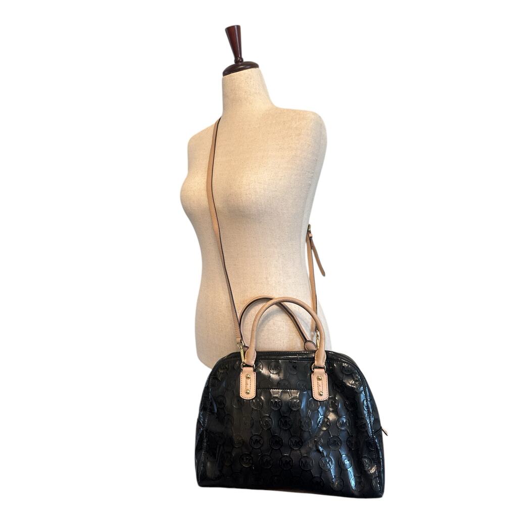 Michael Kors Jet Set Black Patent Leather Logo Satchel Crossbody Bag – Designer - Picture 4 of 13